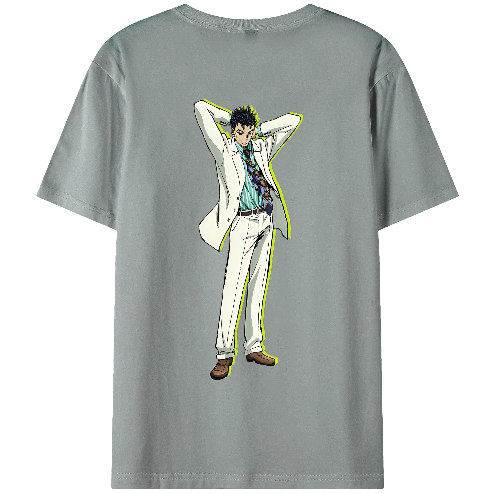 （画像用） ジョジョの奇妙な冒険 きら よしかげ JoJo's Bizarre Adventure Kira Yoshikage 綿100％ メンズ半袖Tシャツ（バックプリント） 通気性